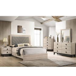 4- Pc Bedroom set Dresser,Mirror  Nightstand (1) Queen size bed frame  Not including Mattress and Box Sp