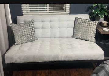 Small suede sofa
