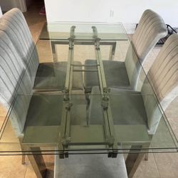 Glass Table With Chairs And Side Table