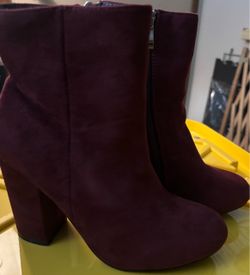 Red suede booties - size 5.5