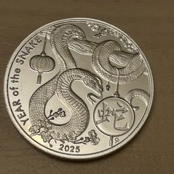 Silver 1 oz. 2025 Asahi Refining Lunar Year of the Snake .9999 fine silver one Troy ounce
