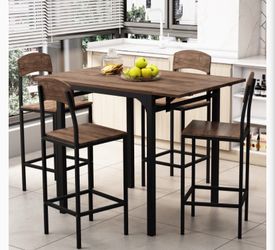 High top dining table with 2 leafs and 4 chairs