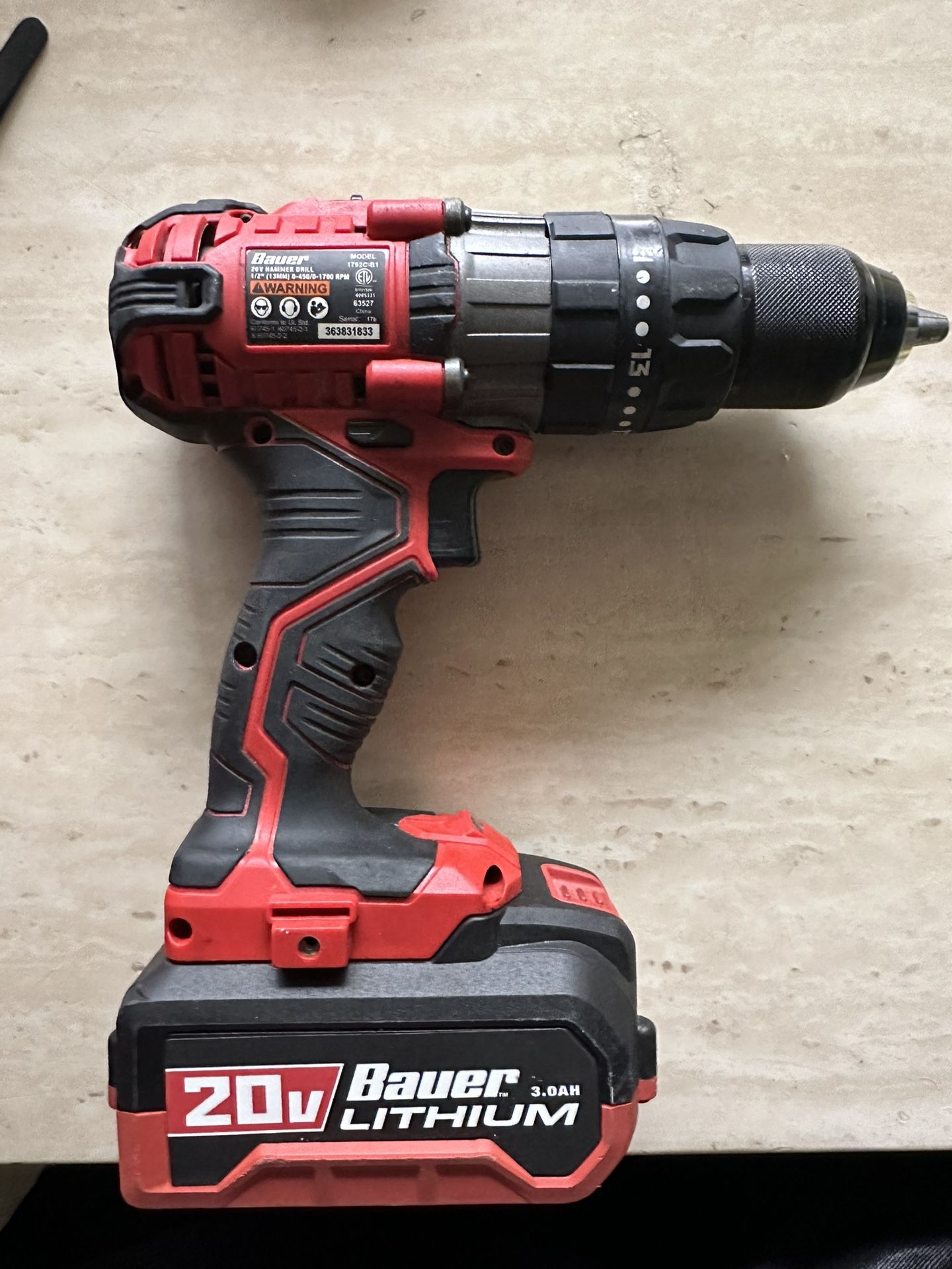 BAUER 20V Cordless 1/2 in. Drill/Driver