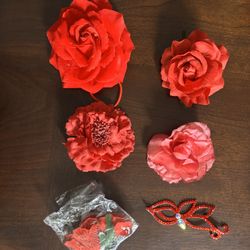 Bundle Of Red Roses Hair Accessories/ Clothes Pins