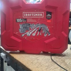 CRAFTSMAN Mechanics Tool Set 105 Pcs, Standard (SAE) and Metric with Case , 1/4 and 3/8 Inch Drive Car Tool Kit( CMMT12123)
