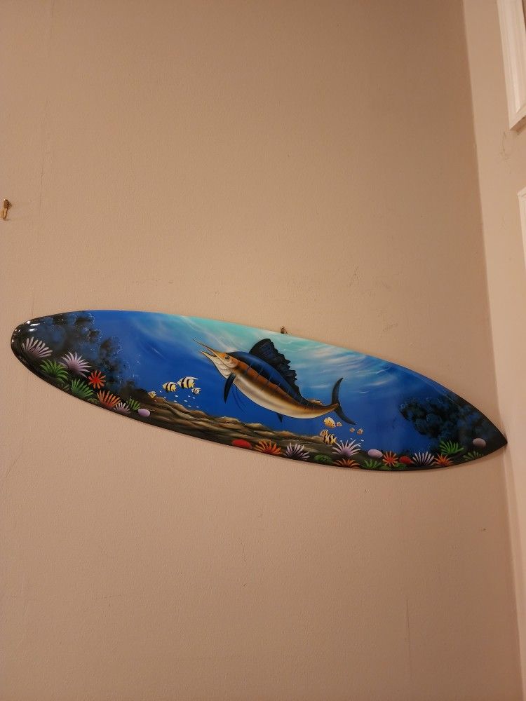 Ocean Scene Surfboard 40" X 10" Wood