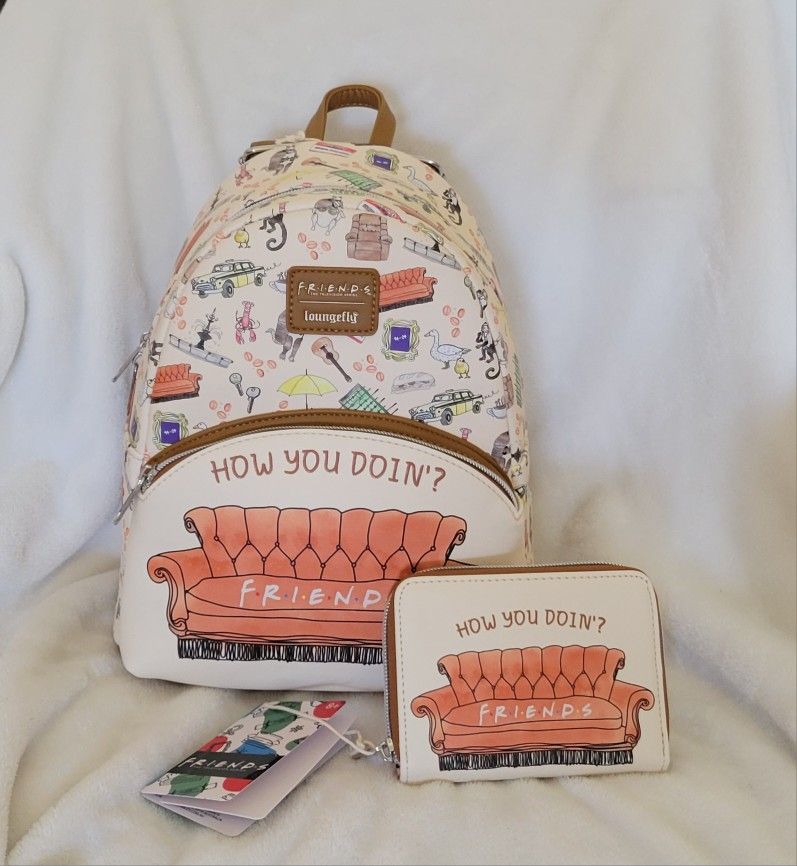 Loungefly Friends icons backpack and wallet