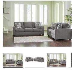 2 Piece Sectional- Similar Gray with Festive Pillows 