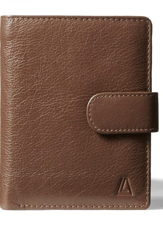 Leather Architect Men's 100% Leather RFID Blocking Bifold Tabbed Wallet with Fixed ID