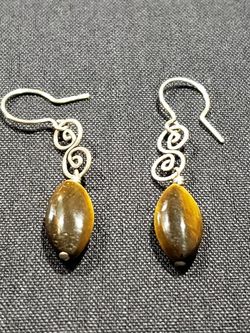 Sterling Silver Brown Tiger's Eye Earrings