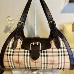 Authentic Burberry Nova Check Shoulder Bag PVC Leather