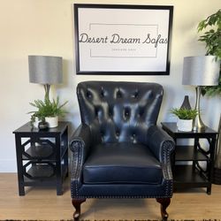 Lark Manor Ansumana Genuine Leather Armchair with Wing Back - Delivery Available 