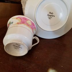 Vintage Tea Rose Set - Pot, Regular, Demi, and 4 Golden Spoons