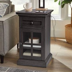 Better Homes & Gardens Canton End Table with USB, Tobacco Oak Finish
