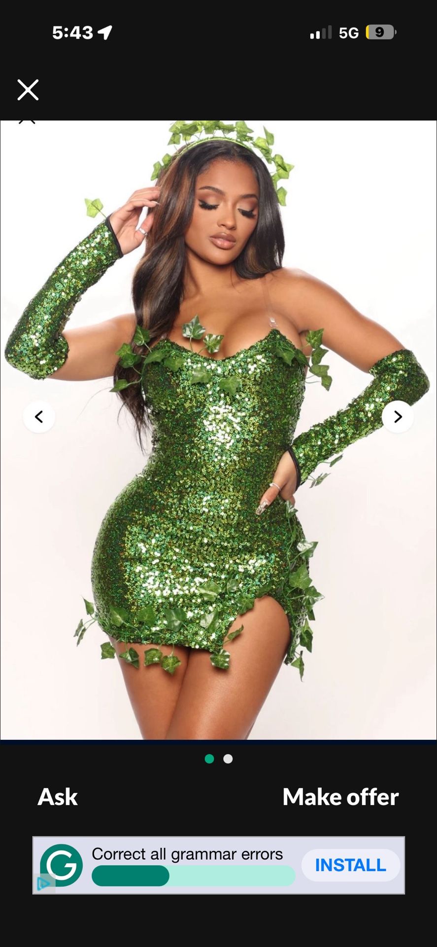 sexy Poison Ivy Costume Women's 2x