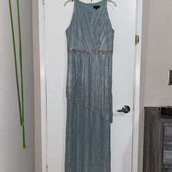 Light Blue With Silver Shimmer Formal Dress