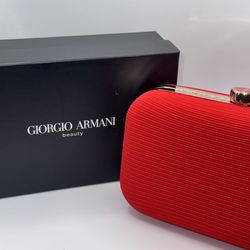 GIORGIO ARMANI Beauty Red Luxury Evening Clutch Purse Case Makeup Bag NEW IN BOX