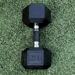 50 LB Rubber Hex Dumbbell