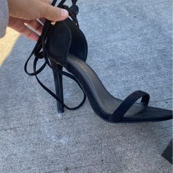 Black Lace Up Heels Size 7