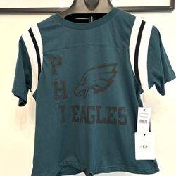 Women's Midnight Green Distressed Philadelphia Eagles Cinched Colorblock T-shirt