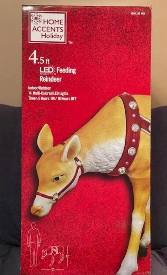 Christmas Outdoor Yard Decoration, Lighted Feeding Reindeer, Retired, Brand New in Box.
