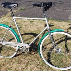 Raleigh Sport vintage bike Brooks saddle with custom made 650 wheels-aluminum rims and hubs! New tires. Very cool 