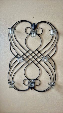 Black Wrought Iron Wall Candle Holder Sconce
