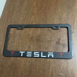 Tesla license plate cover  In white, red and black