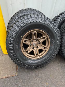 ON SALE  -NEW 17x9 fuel wheels wrapped in 35x12.50r17 atturo xt tires