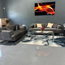 NEW LIVINGROOM SET SOFA LOVESEAT GRAY VELVET