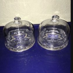 Set of 2 Individual crystal domed Dessert serving dishes $20 takes set
