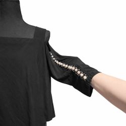 Justin Case Black Pearl Sleeve Blouse XL