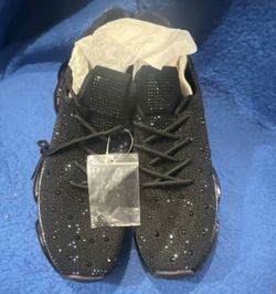 Black Rhinestone Embellished Sneakers