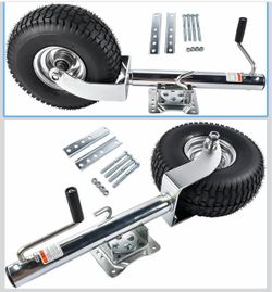 2,000 lbs Swivel Trailer Tongue Jack Heavy-Duty, 13.38" Wheel - Silver bolt-on boat trailer jack, easy to rotate & fold, for boat/ RV/ trailer/ utilit