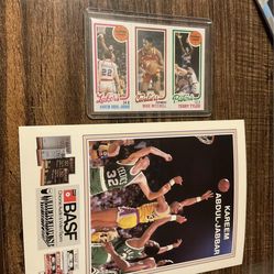 1980 Topps & 1984 BASF Kareem Abdul-Jabbar basketball cards Los Angeles Lakers Legend HOF