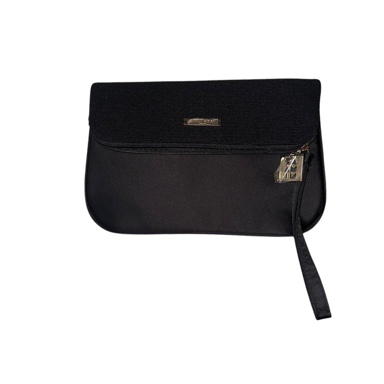 GIORGIO ARMANI Black Grosgrain & Satin Evening Clutch Handbag