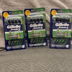 3 Packages Of Gillette Sensitive 4ct In each Package 