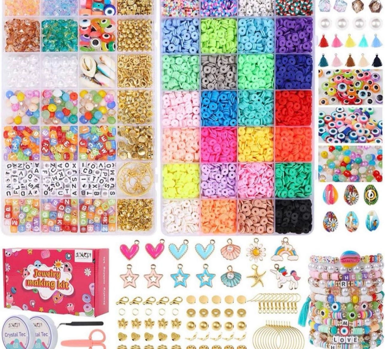 Bracelet Making Kit 7200+ Pcs Clay Beads - 28 Colors Polymer Clay Beads for Bracelets Making-Jewelry Making kit with Gift Pack -Friendship Bracelet Ki