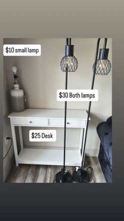 Lamps and desk