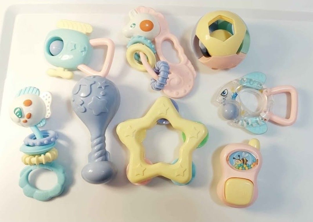 NEW! Baby Rattles & Teething Toys - Set of  8