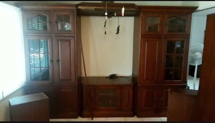 Premium Solid Cherry 3-Piece Expandable Entertainment Center / Wall Unit