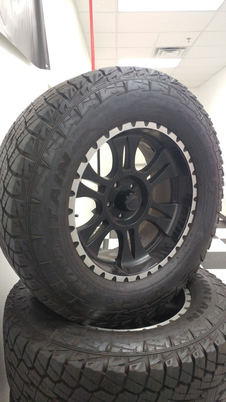 20" Ion Rims with 325/60r20 Falken Rocky Mountain Ats 5x127 5x5 Jeep Wrangler for Sale in