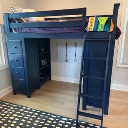 Navy Blue Bunk Bed w/ Mattress 