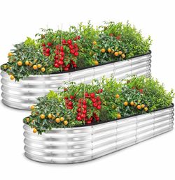 Home Galvanized Raised Garden Bed, 6x2x1 Ft Lightweight Planter Boxes Outdoor with Easy Assembly, Large Garden Bed for Vegetables, Fruits, Flowers, Si