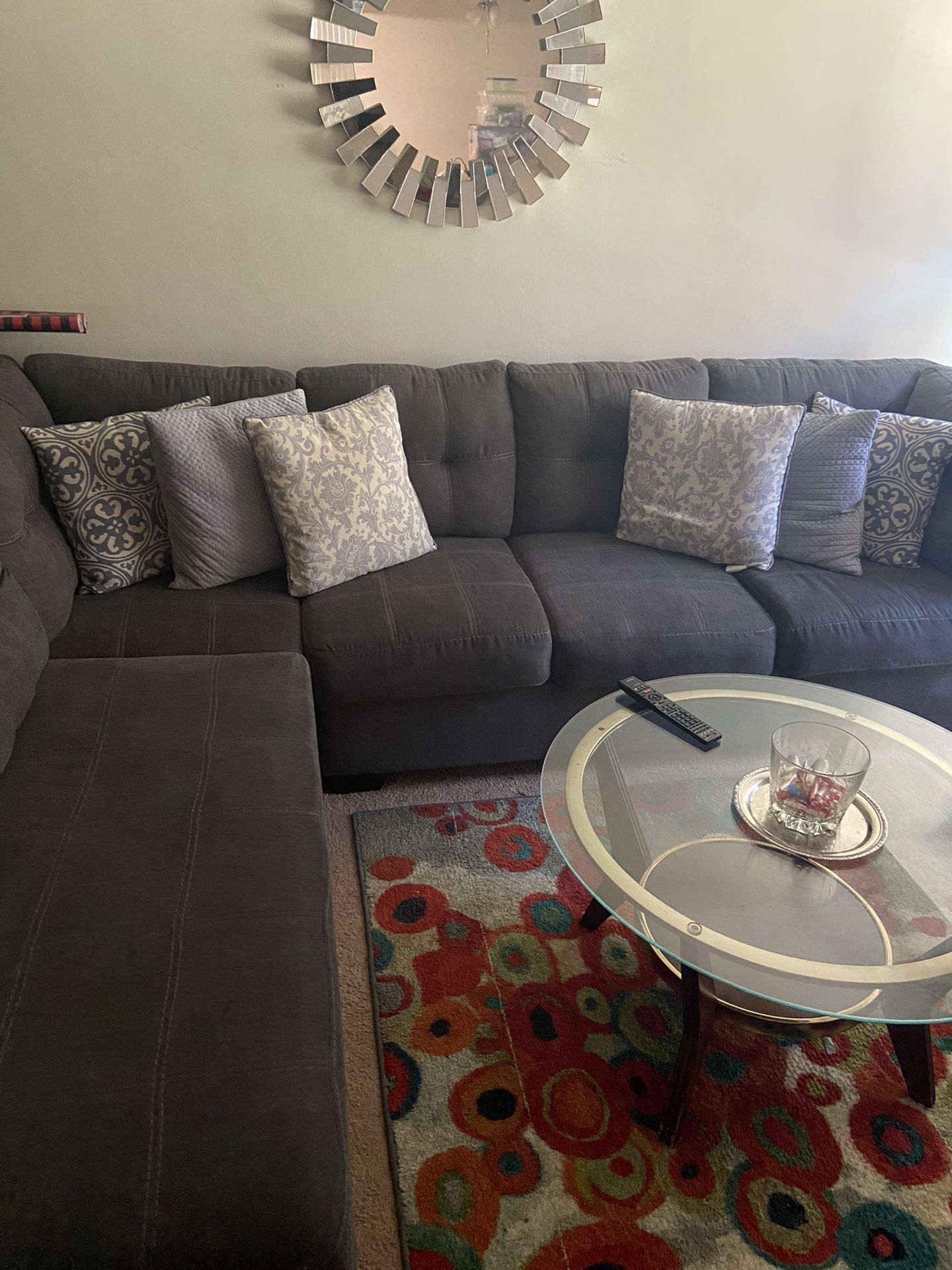 Gray Ashley furniture Sectional living room set in like new condition