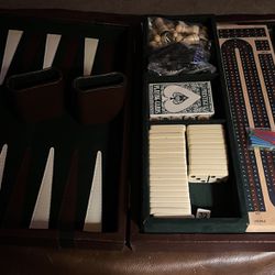 Backgammon Chess Cribbage Checkers Suitcase