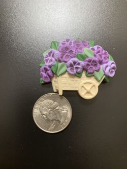 Vintage Cart of Flowers Pin