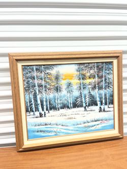 Beautiful Winter scenic original signed painting by W.Redman