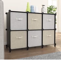 6-Cube Storage Organizer, Closet Organizer Storage Cabinet Shelf Bookcase Bookshelf,Storage Cubes Organizer Cabinet for Kids,Closet, Bedroom,B