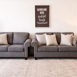Gray Sofa & Loveseat Set – Clean, Modern, Ready to Use “Free Delivery”